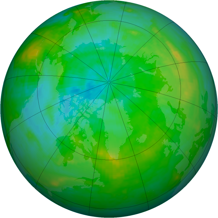 Arctic ozone map for 15 August 1991